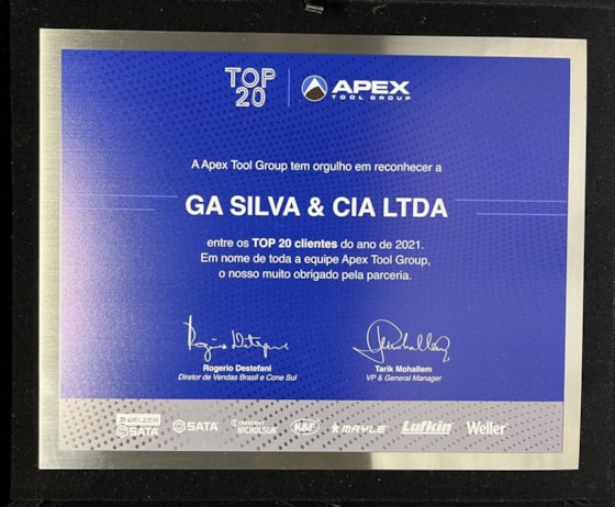 Prêmio top 20 clientes do ano