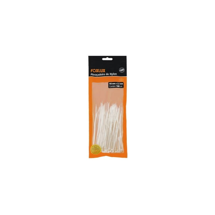 Abraçadeira Nylon Branca 140 X 2,5 (100 unidades) - FOXLUX-802