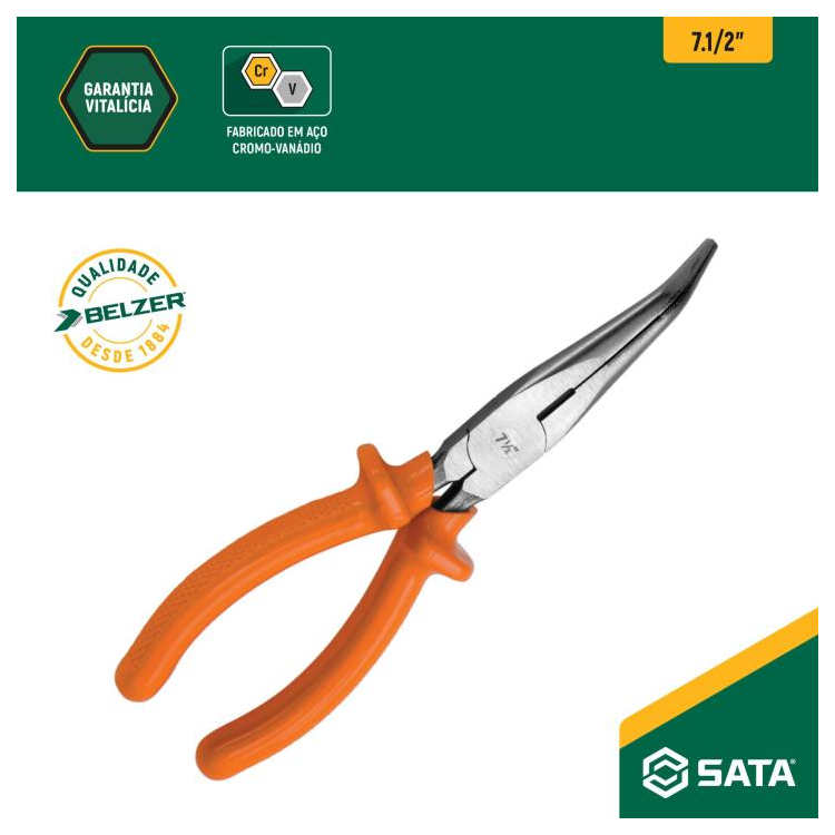 Alicate Bico Meia Cana Curvo Longo 7.1/2 - SATA-ST72711G