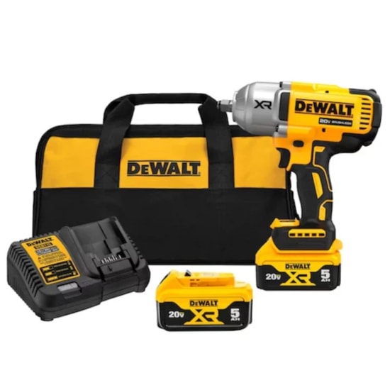 Chave de Impacto 1/2" 13mm 20V com 2 Baterias 5Ah 1 Carregador e 1 Bolsa - DEWALT-DCF900P2BR