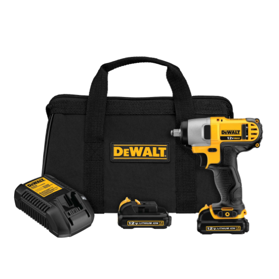 Chave de Impacto 130Nm 3/8''10mm 12V com 2 Baterias Max 1.3Ah Carregador Bivolt e Bolsa - DEWALT-DCF813S2