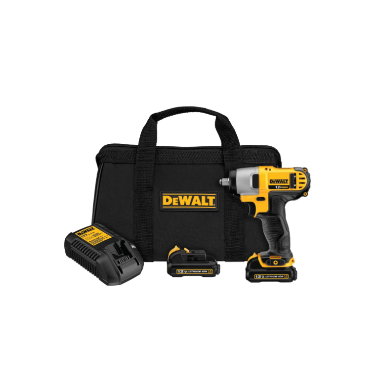 Chave de Impacto 130Nm 3/8''10mm 12V com 2 Baterias Max 1.3Ah Carregador Bivolt e Bolsa - DEWALT-DCF813S2