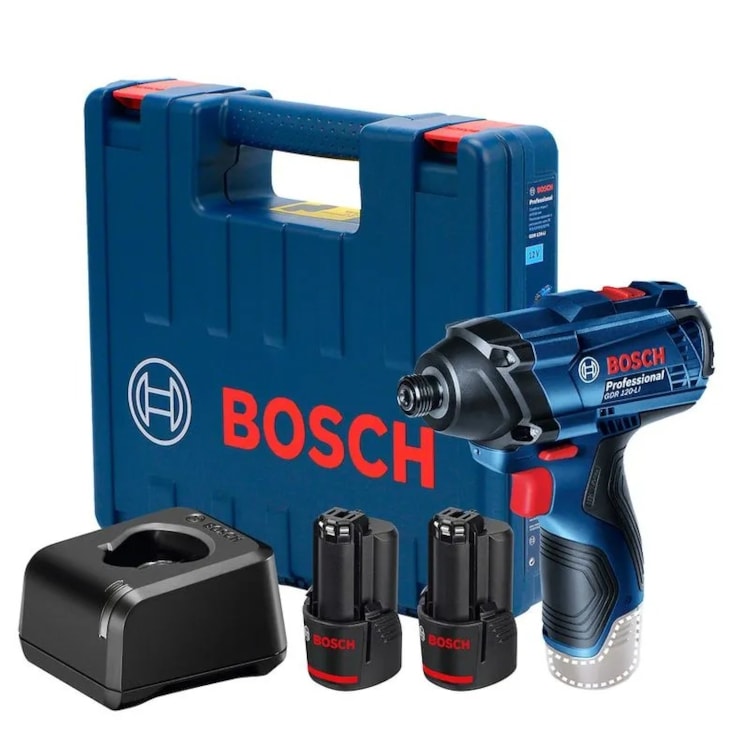 Chave de Impacto GDR 120-LI 1/4 Pol. 12V com 2 Baterias Lí-Íon 2.0Ah Carregador Bivolt e Maleta - BOSCH-06019F00E1