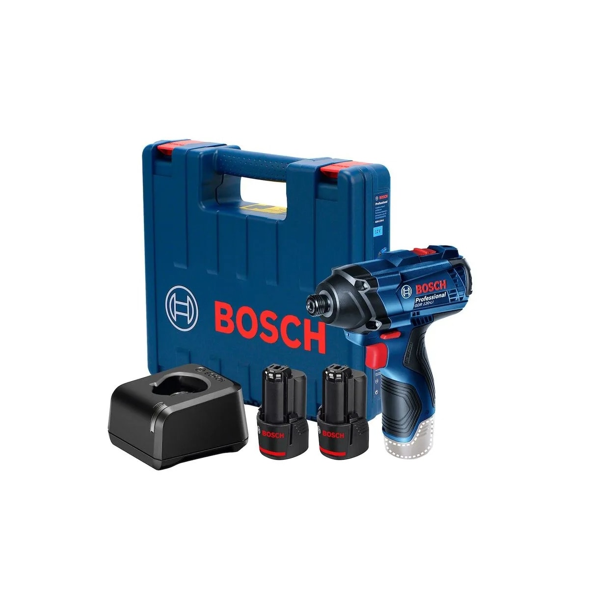Chave de Impacto GDR 120-LI 1/4 Pol. 12V com 2 Baterias Lí-Íon 2.0Ah Carregador Bivolt e Maleta - BOSCH-06019F00E1