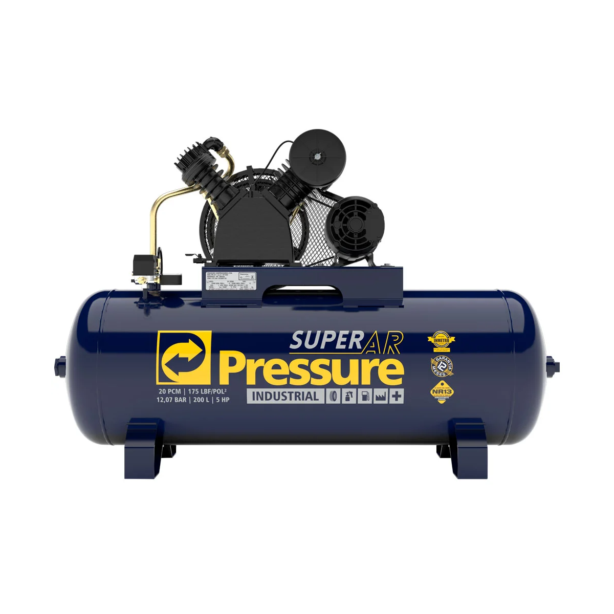 Compressor Ae Ar 20 Pés 175 PSI 200L Trifásico 220/380v - PRESSURE - 8975701062