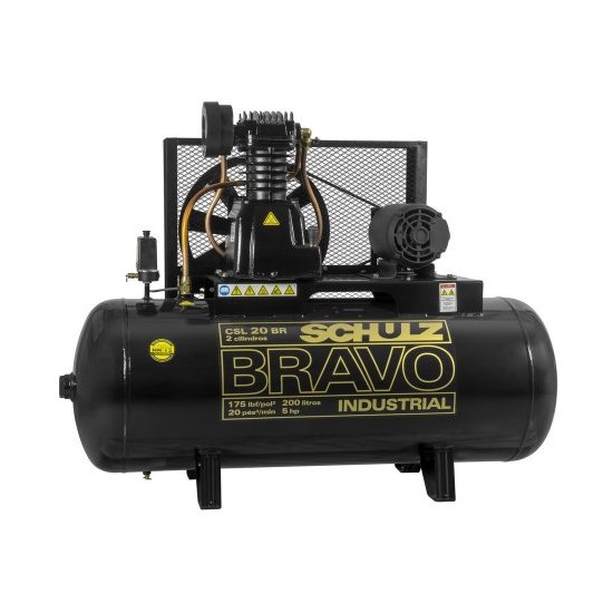 Compressor Bravo CSL 20PCM/200L 175PSI 5HP Trifásico - SCHULZ - 92277590