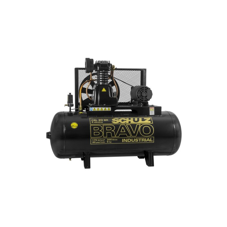 Compressor Bravo CSL 20PCM/200L 175PSI 5HP Trifásico - SCHULZ - 92277590