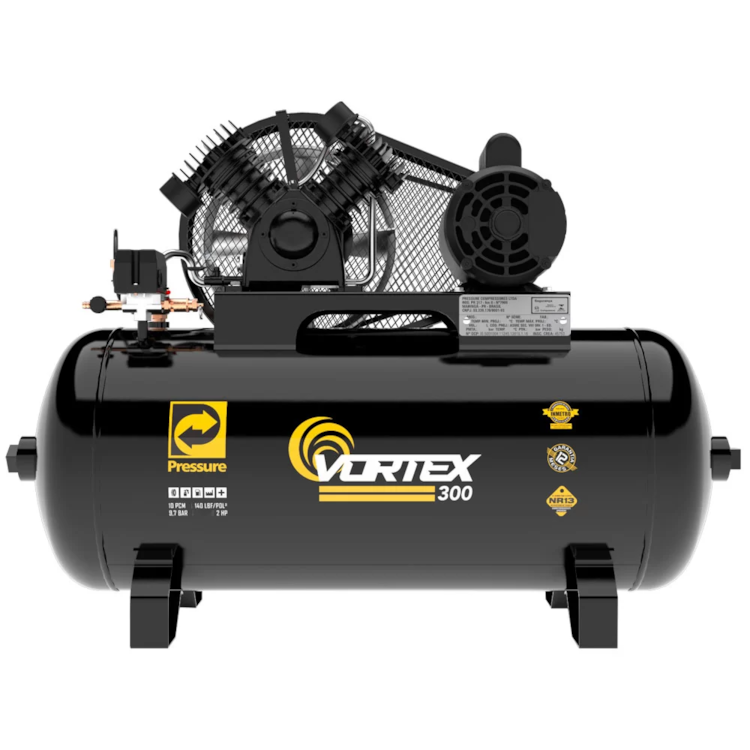 Compressor de Ar 10 Pés 2HP 175L 220/ 380V Trifásico Vortex-300 - PRESSURE-8975701247