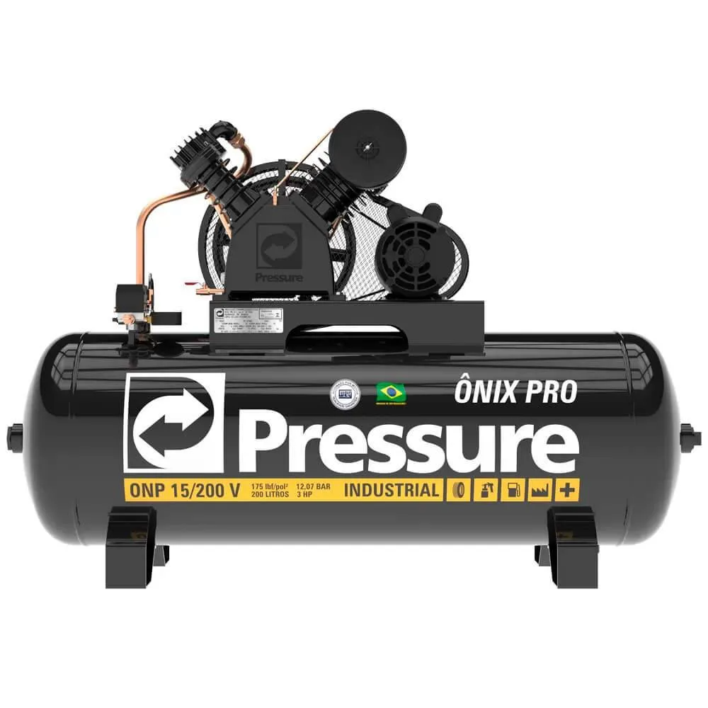 Compressor Ônix Pro/Vortex 15pcm/175L 140psi 3hp Monofásico