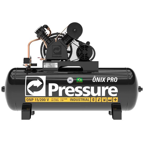 Compressor De Ar 3hp 15pcm/200L 175psi ONP Ônix Pro Monofásico - PRESSURE - 8975701046