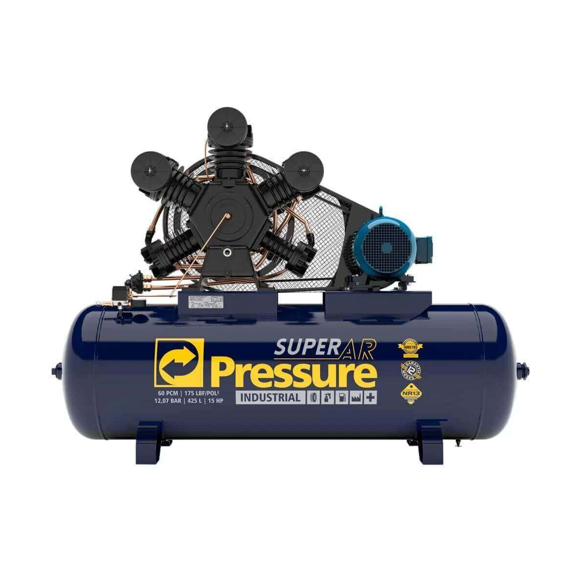 Compressor De Ar 60 Pés 175 PSI 425L Trifásico 220/380v - PRESSURE -8975701098
