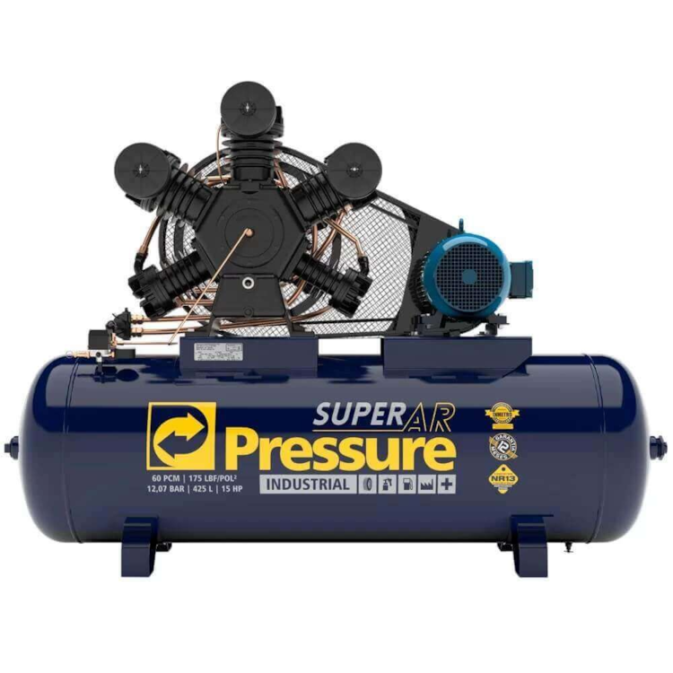 Compressor De Ar 60 Pés 175 PSI 425L Trifásico 220/380v - PRESSURE -8975701098