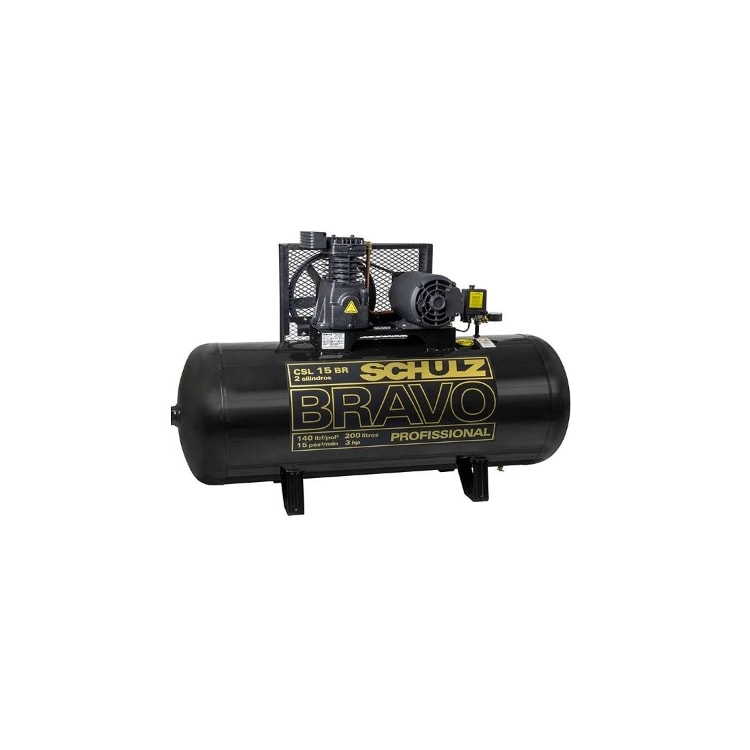 Compressor de Ar Monofásico 3HP 15PCM 200L 110/220V Bravo - SCHULZ-CSL15BR/200