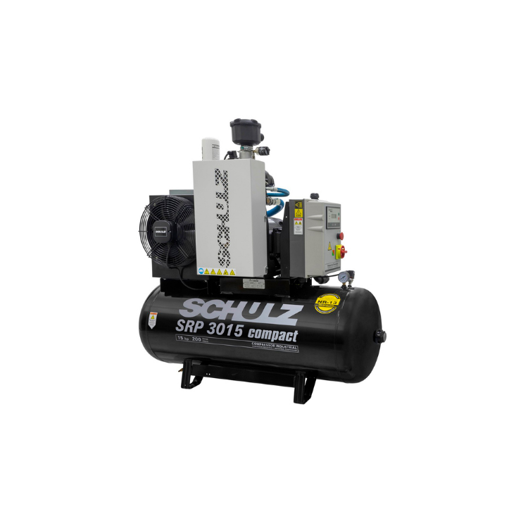 Compressor de Ar Parafuso Compacto 15HP 200L 380V 7,5 bar Trifásico SRP3015E- SCHULZ-97038930V2