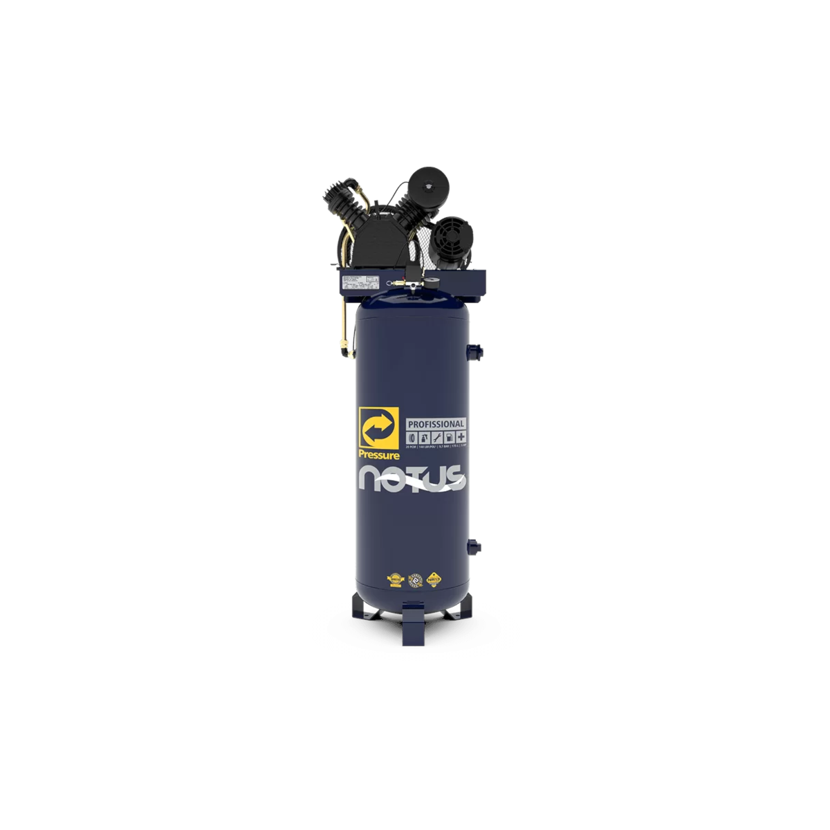 Compressor De Ar Vertical Notus 20 Pés 200L 5hp 220/380v Trifásico - PRESSURE - 8975701073