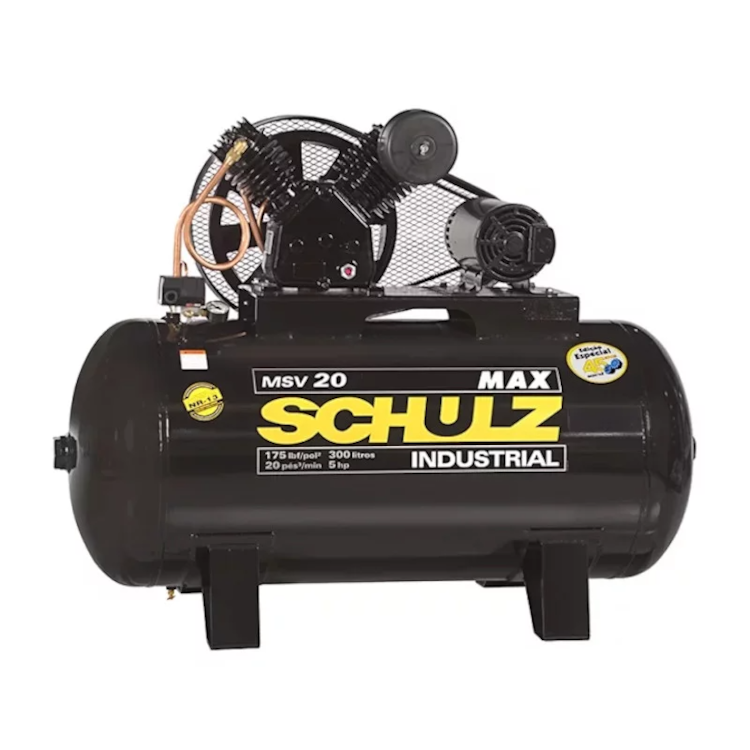 Compressor Max MSV 20PCM/300L 175PSI 5HP Trifásico - SCHULZ - 92277870