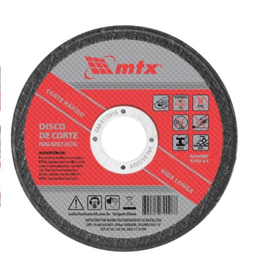 Disco de Corte 180x1,6x22mm para Inox e Metal - MTX-7378155