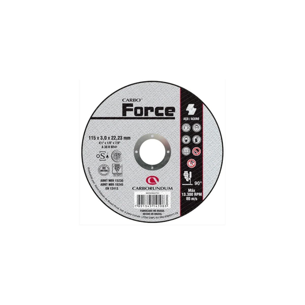Disco De Corte 4.1/2 X 1/8 X 7/8 CARBOFORCE - CARBORUNDUM-66252842723