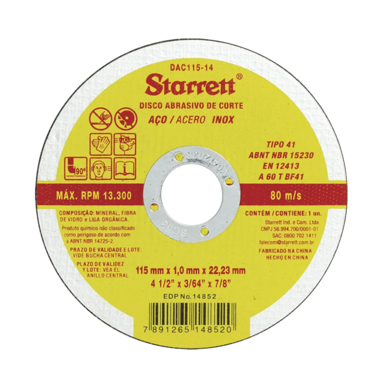Disco De Corte 4 1/2 X 3/64 X 7/8 - STARRETT-DAC11514