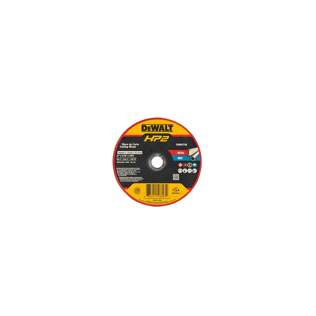 Disco de Corte 7" X 1,6 X 7/8" DEWALT-Dw84705