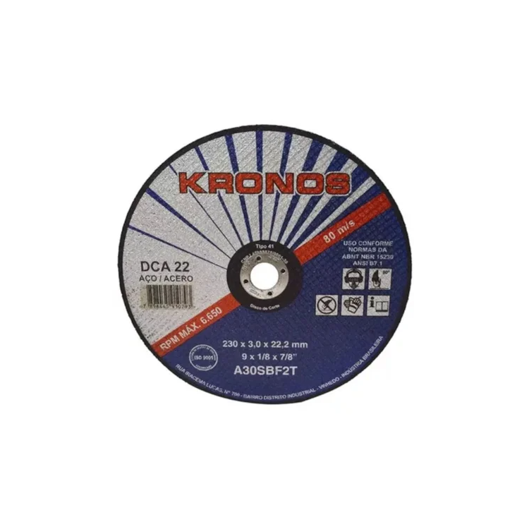 Disco de Corte 9 x 1/8 x 7/8 DCA22 Standart KRONOS-03003