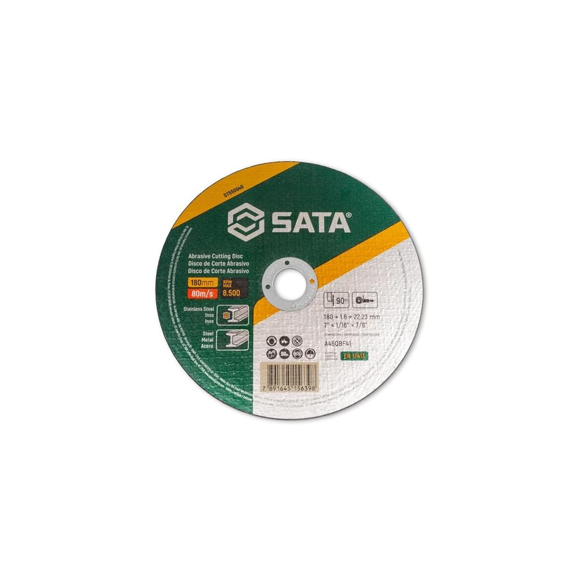 Disco De Corte Abrasivo Metal E Inox 180 x 1,6 x 22,23mm- SATA-ST55054G
