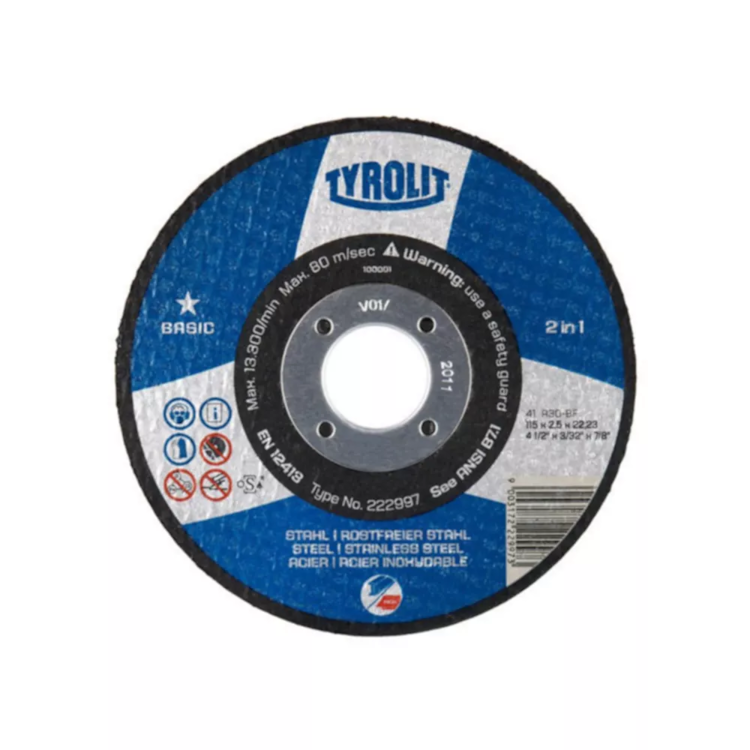 Disco De Corte Abrasivo TLT BASIC 4.1/2 X 3/32 X 7/8 - TYROLIT-222997