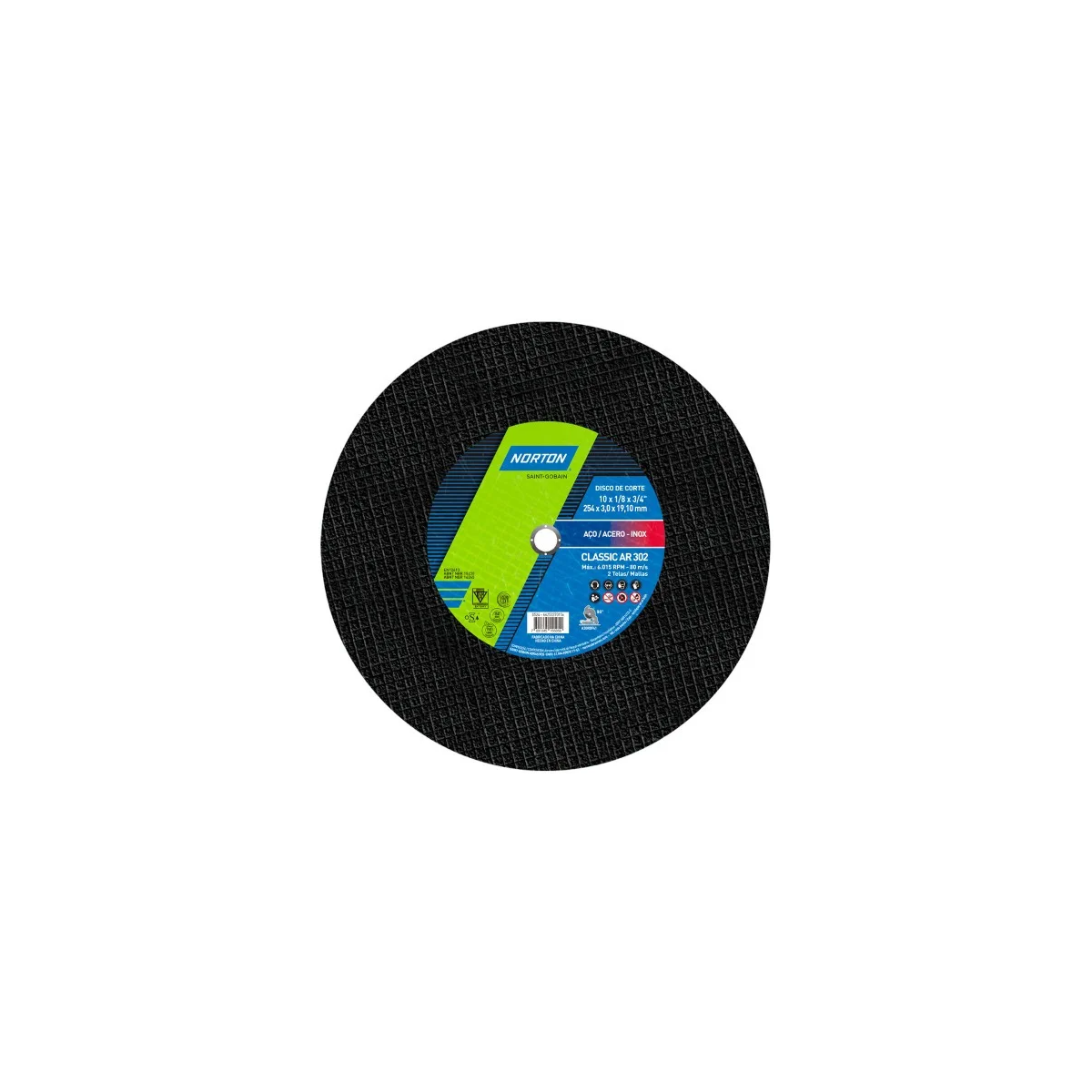 Disco de Corte AR302 - 10 X 1/8 X 3/4 - NORTON-66253370159