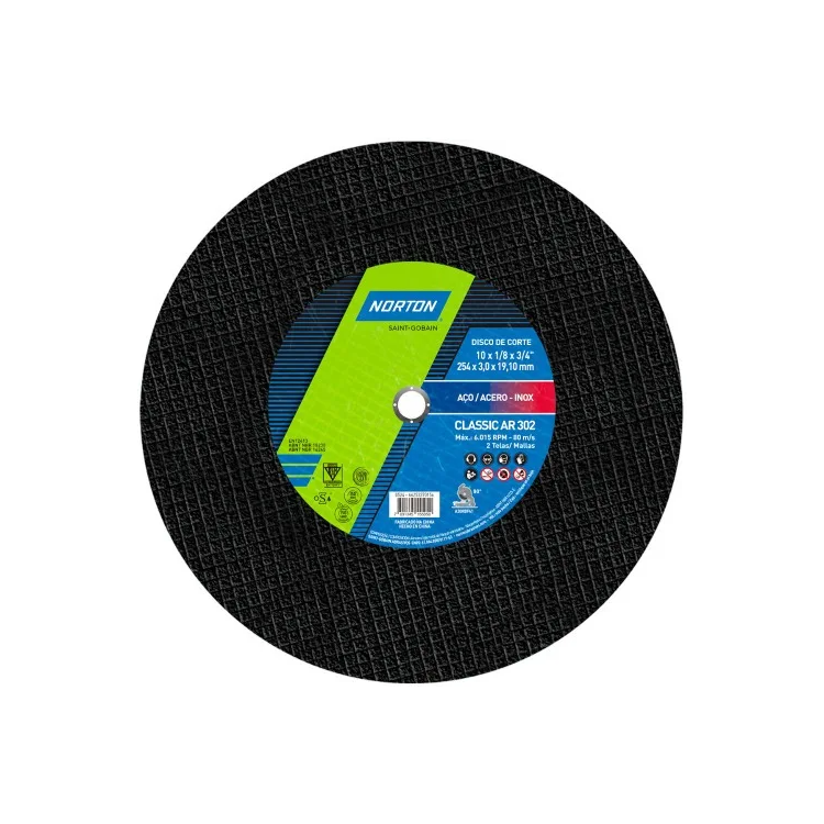 Disco de Corte AR302 - 10 X 1/8 X 3/4 - NORTON-66253370159