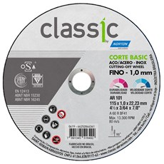 Disco De Corte BASIC Inox 115 X 1,0 X 22,23MM - NORTON-66252846361