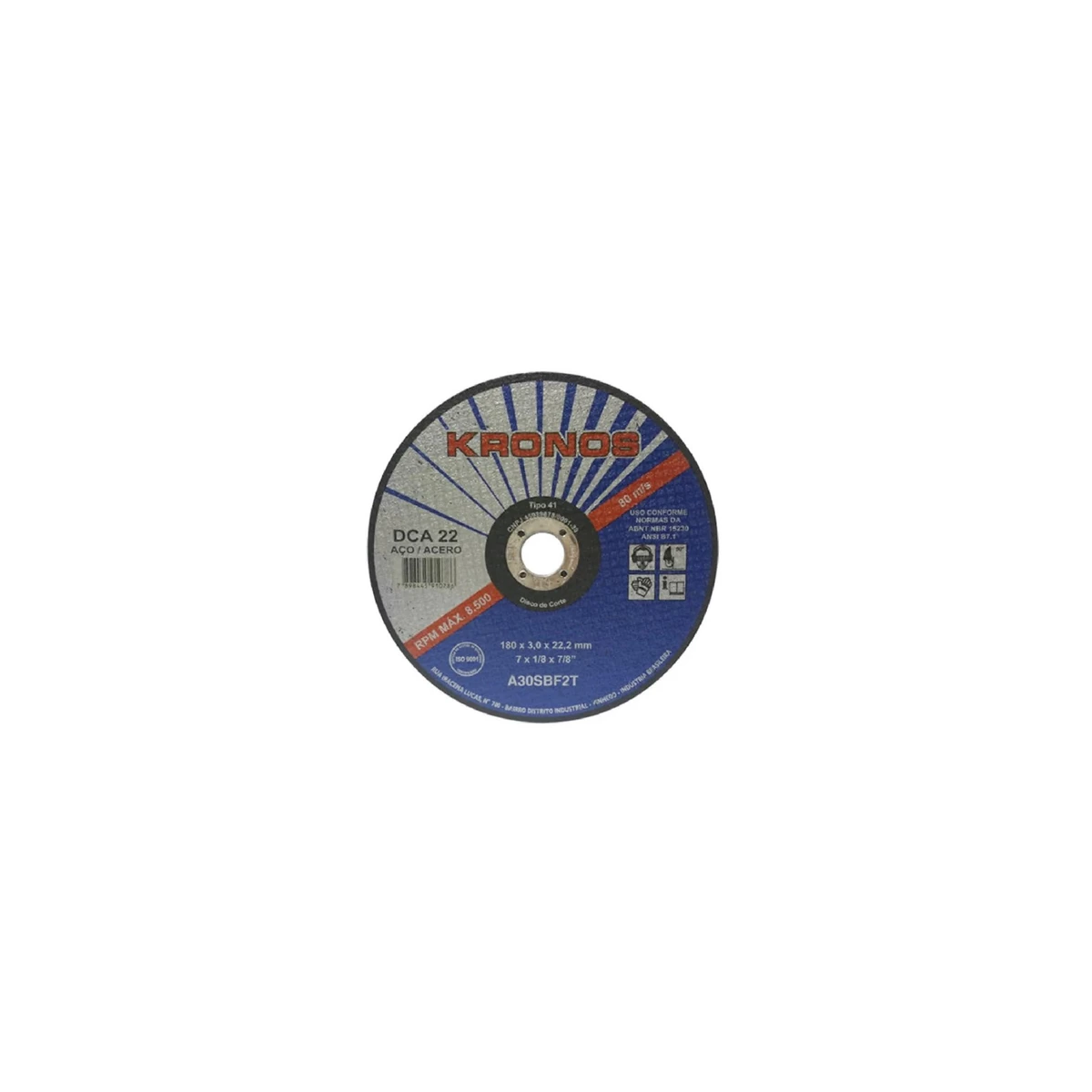 Disco de Corte DCA 22 7 X 1/8 X 7/8-KRONOS-3002