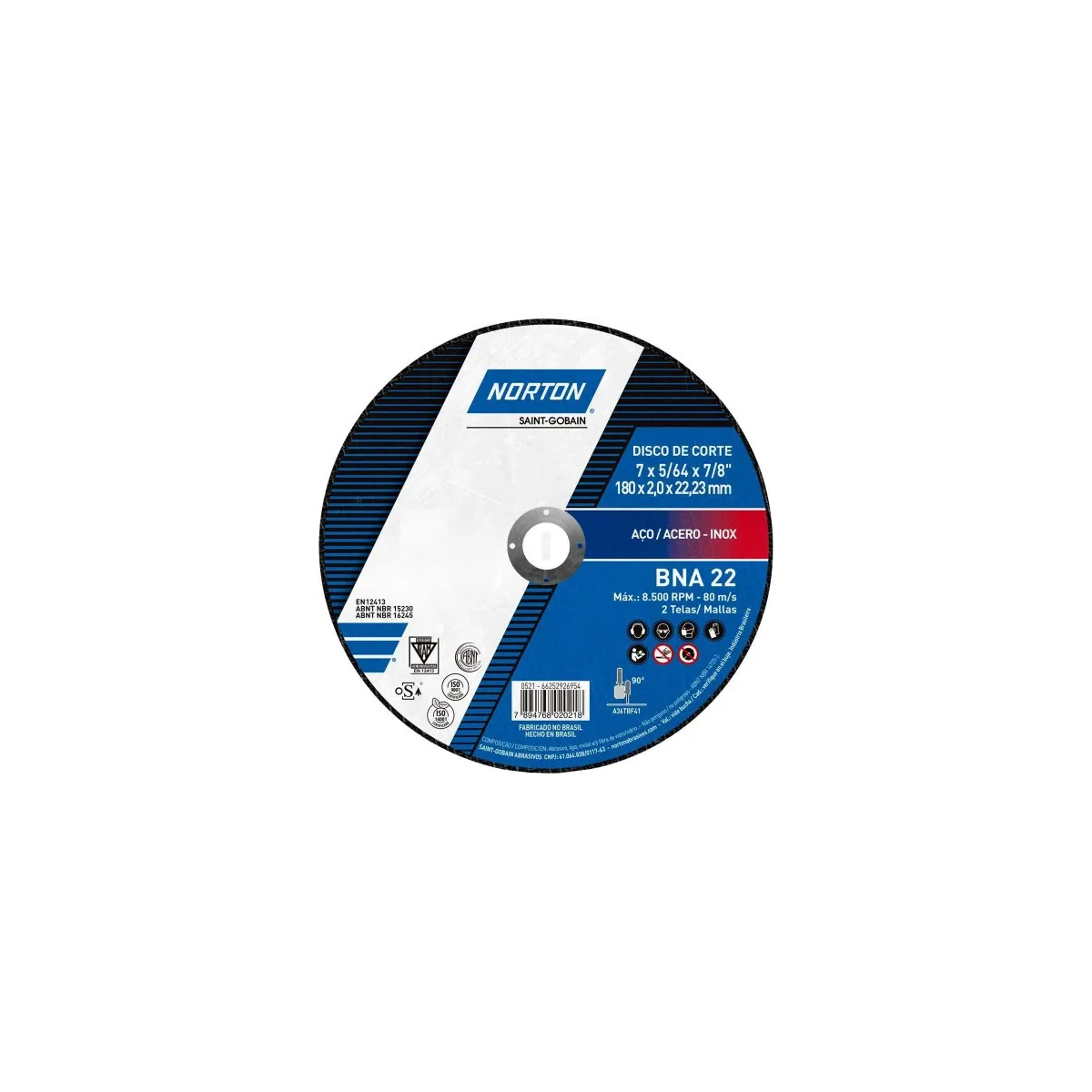 Disco de Corte Inox 7 X 5/64 X 7/8-BELZER-1801822BRI