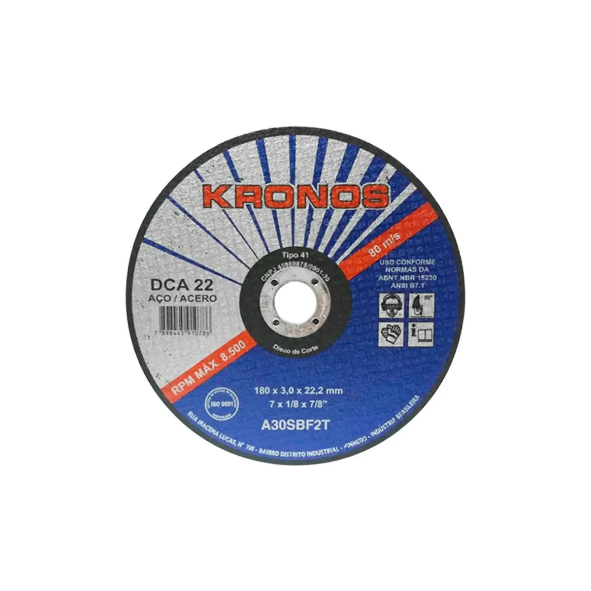 Disco De Corte Inox DCA12 7 X 1/8 X 7/8" - KRONOS-6002