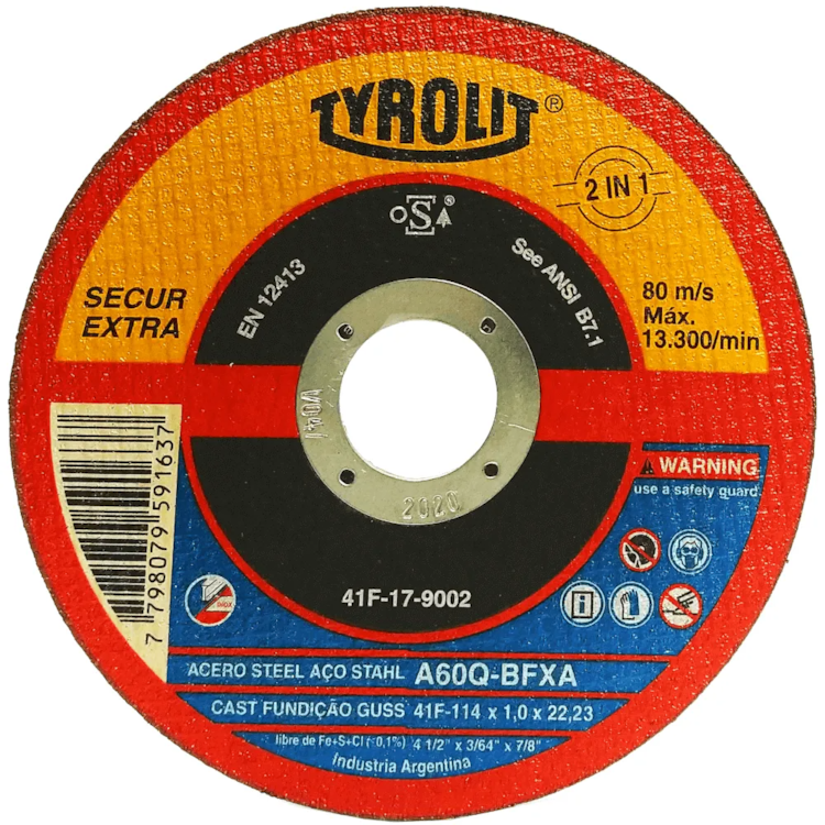 Disco De Corte TLT Secur Extra 4.1/2 X 3/64 X 7/8 - TYROLIT-677988