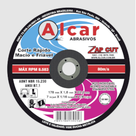 Disco De Corte Zapcut 7 X 1/16 X 7/8" - ALCAR-DC0RN0195 