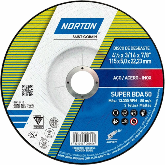 Disco De Desbaste BDA 50 SUPER 115X5,0X22,23MM - NORTON-66252843686