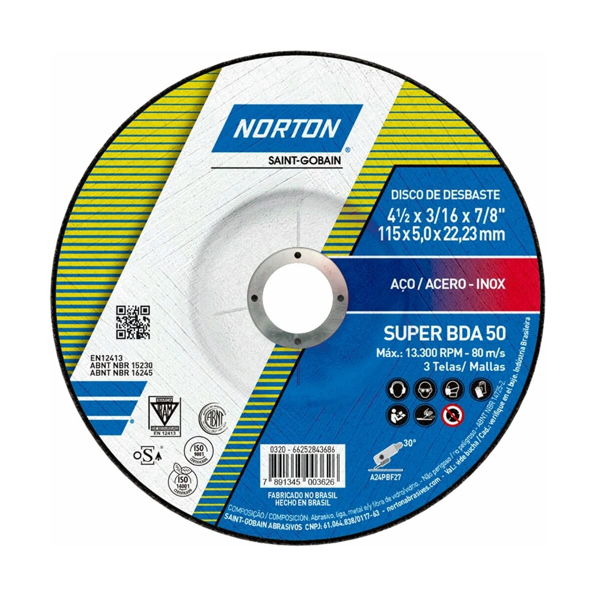Disco De Desbaste BDA 50 SUPER 115X5,0X22,23MM - NORTON-66252843686
