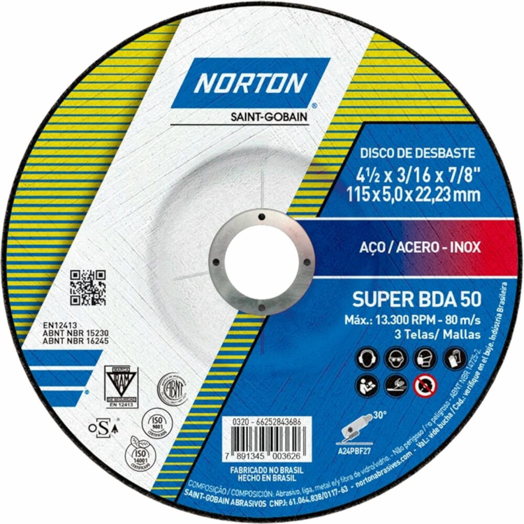 Disco De Desbaste BDA 50 SUPER 115X5,0X22,23MM - NORTON-66252843686