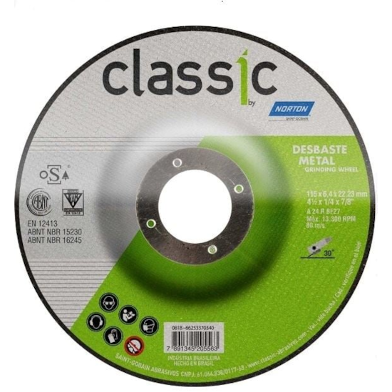 Disco De Desbaste BDA 600 9 X 1/4 X 7/8 - NORTON-66252842721