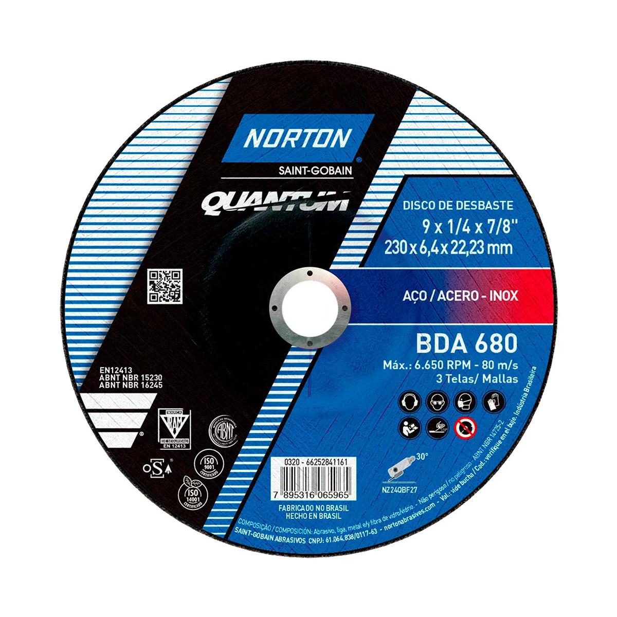 Disco De Desbaste BDA 680 9 X 1/4 X 7/8 - NORTON-66252841161