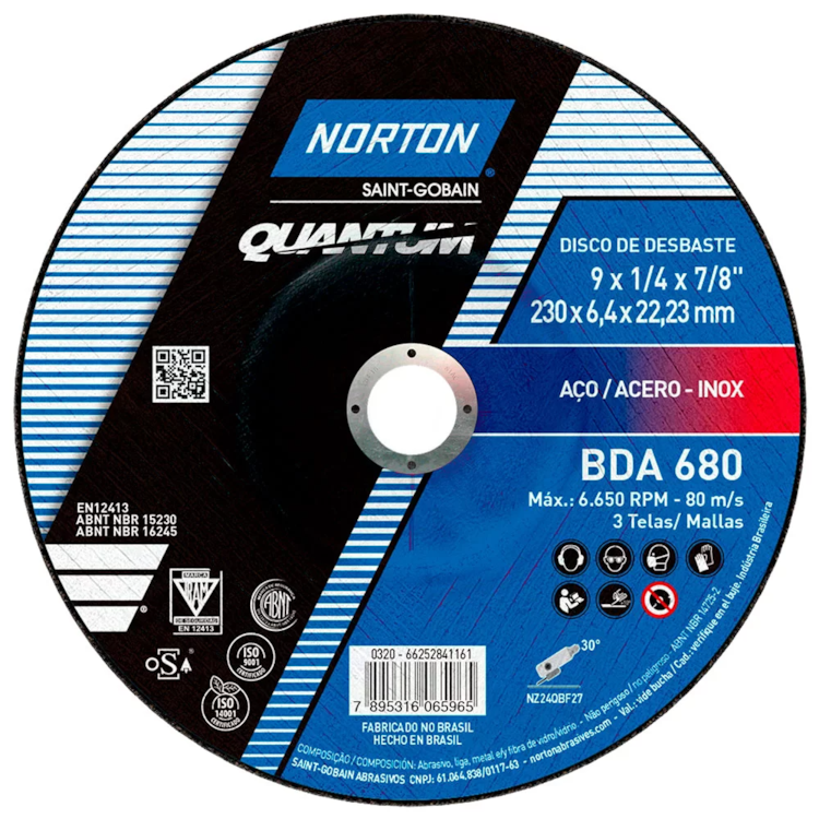 Disco De Desbaste BDA 680 9 X 1/4 X 7/8 - NORTON-66252841161