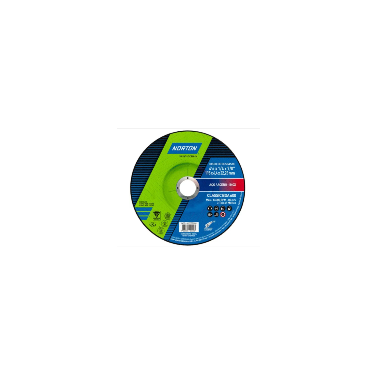 Disco de Desbaste DBA 500/600 4.1/2 x 1/4 x 7/8 NORTON-66253370340