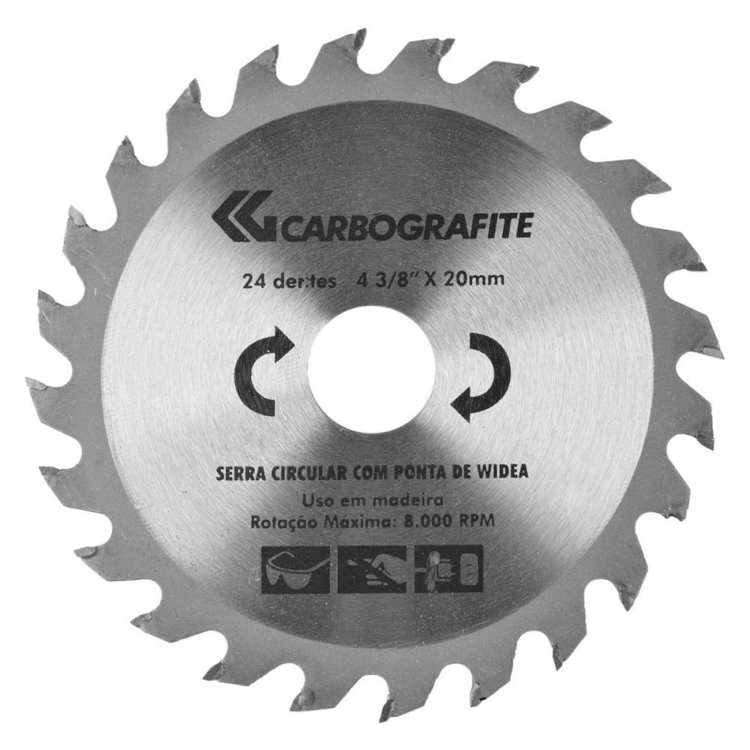 Disco De Serra Circular Com Ponta 4.3/8 X 24 X 20 - CARBOGRAFITE-12477212