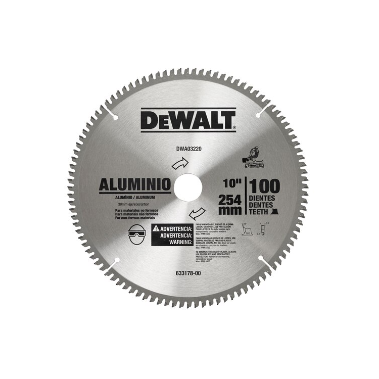 Disco de Serra Circular Wídea 10 Pol. com 100 Dentes - DEWALT-DWA03220