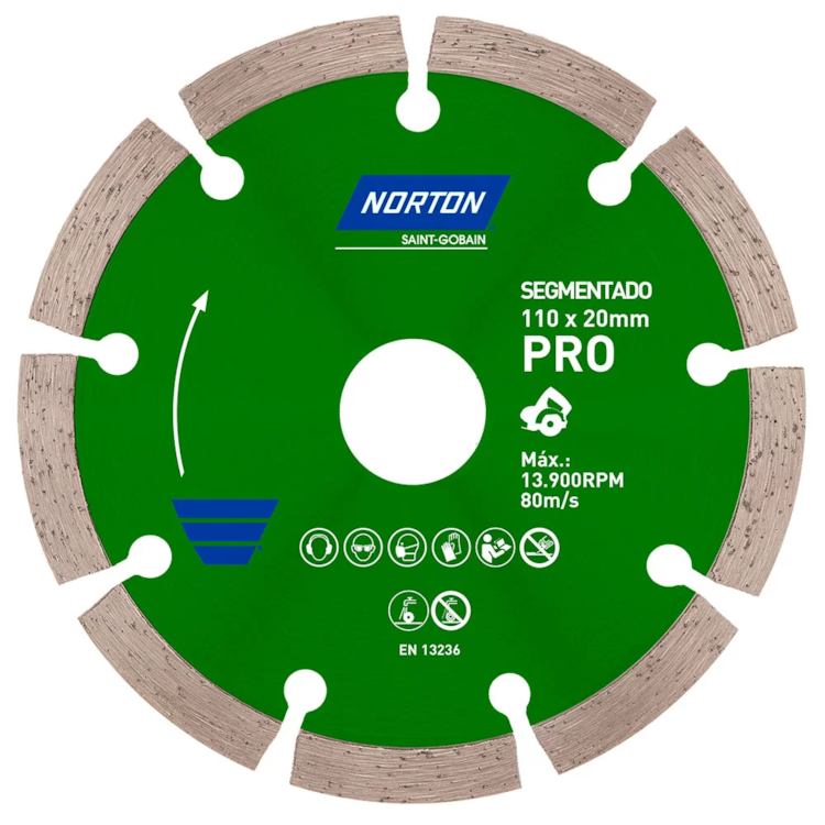 Disco Diamantado Turbo Segmentado PRO 110 X 20MM - NORTON-70184624361