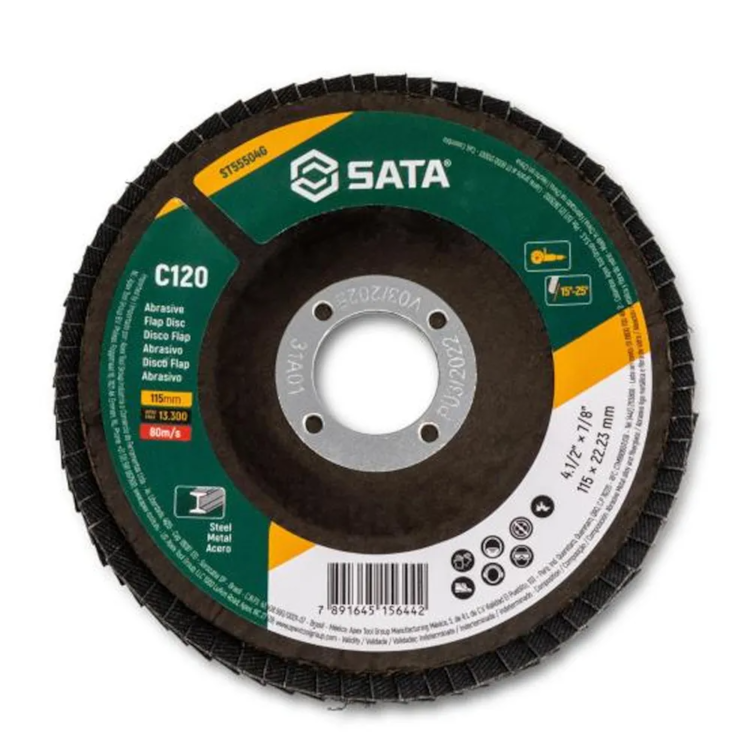 Disco FLAP Abrasivo Inox 4.1/2'' Grão 120 - SATA-ST55504G