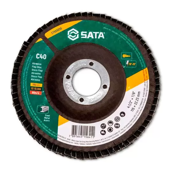 Disco FLAP Abrasivo Inox 4.1/2'' Grão 40 - SATA-ST55501G