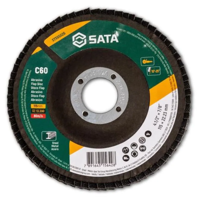 Disco FLAP Abrasivo Inox 4.1/2'' Grão 60 - SATA-ST55502G