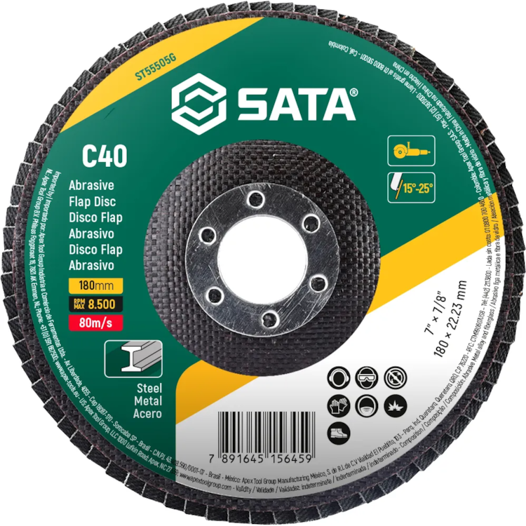 Disco FLAP Abrasivo Inox 7'' Grão 40 - SATA-ST55505G