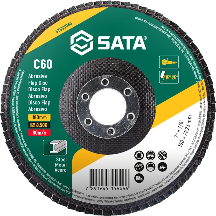 Disco FLAP Abrasivo Inox 7'' Grão 60 - SATA-ST55506G